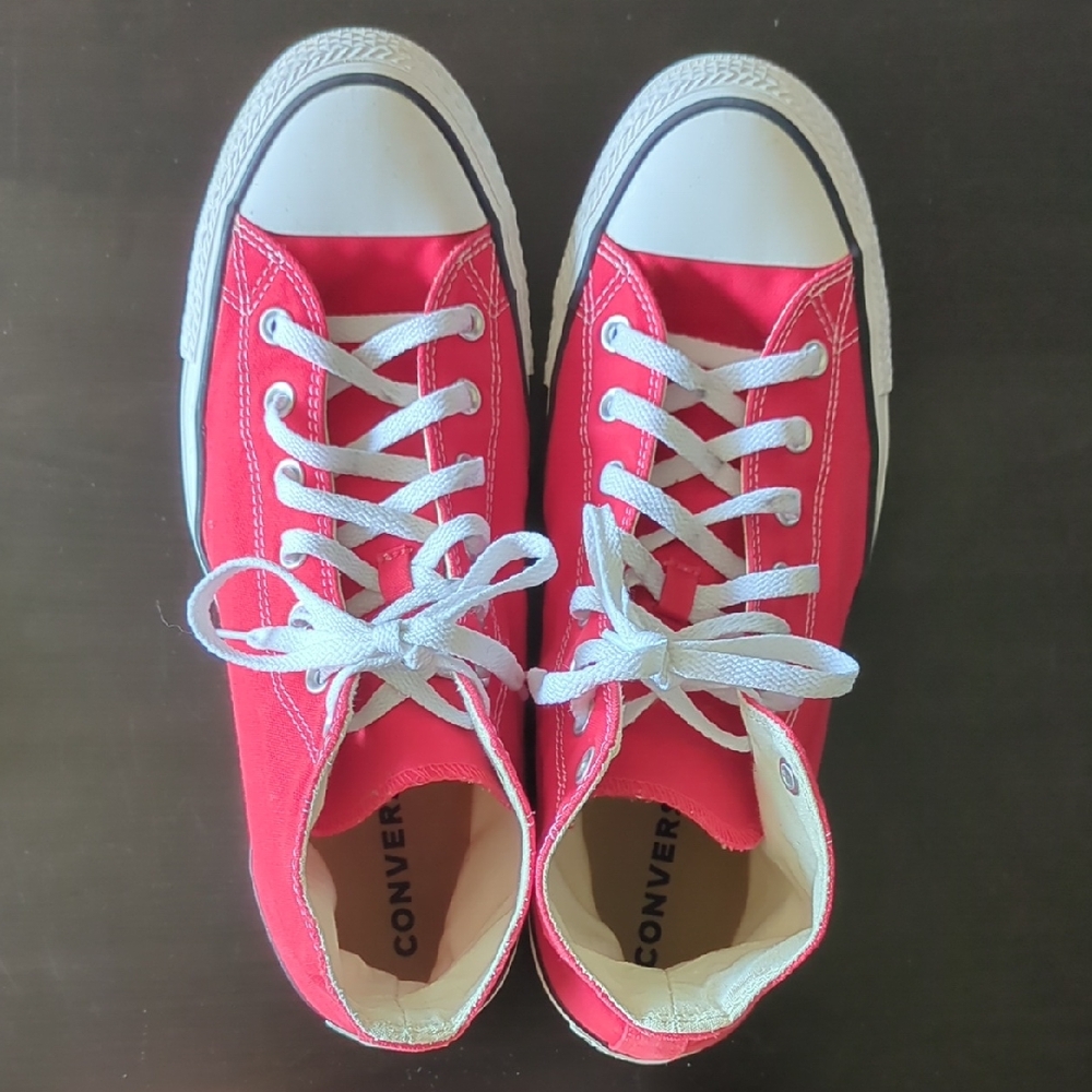 Converse Men's Bright Red High top Sneakers